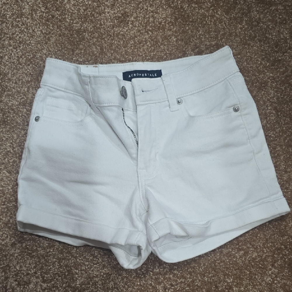 Aeropostale White Jean Shorts High-Waisted Cuffed